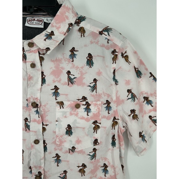 Ron Jon Surf Shop All Over Print AOP Hawaiian Beach Short Sleeve Button Up Small - Picture 4 of 5